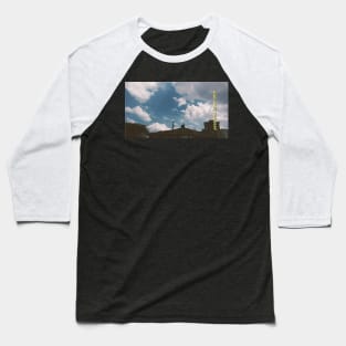 Blue cloudy sky and buildings Baseball T-Shirt
